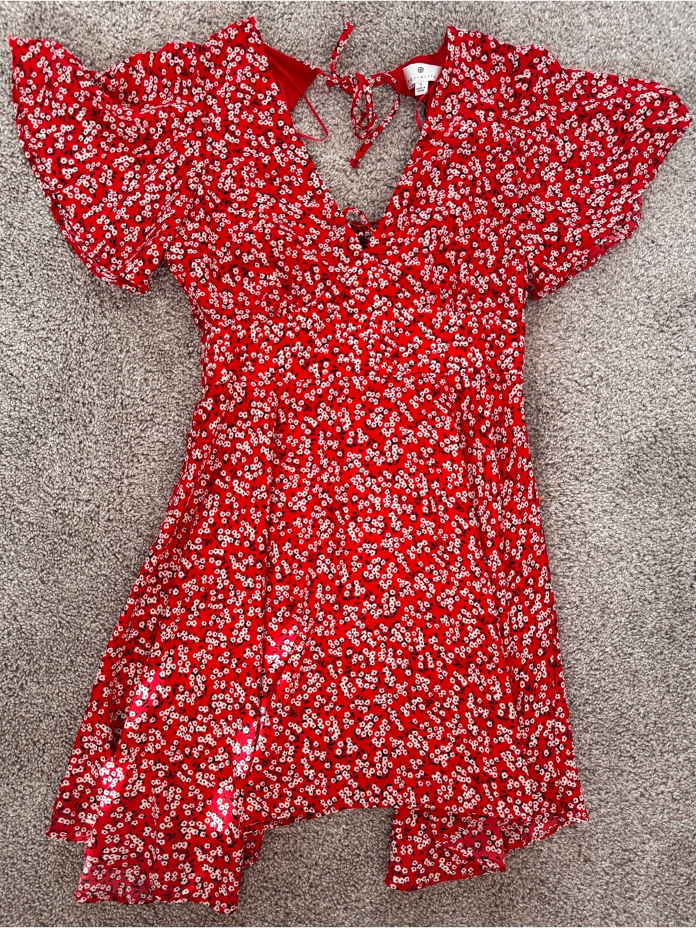 Socialite Red Floral Tie-Back Dress